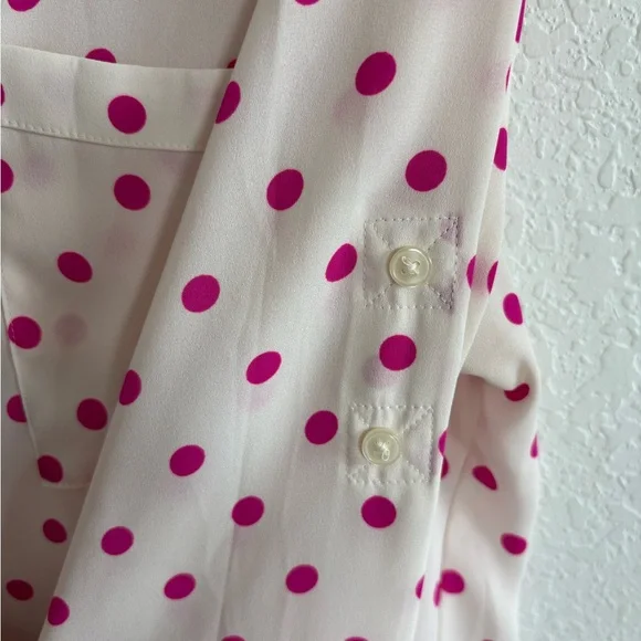 Express Pink Polka Dot Button-Down Shirt - Picture 3 of 4
